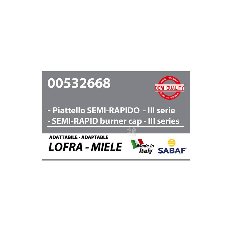 PIATTELLO SEMIRAPIDO 3° SERIE LOFRA COMPATIBILE CON PIANO COTTURA LOFRA immagine 3 - codice 00532668