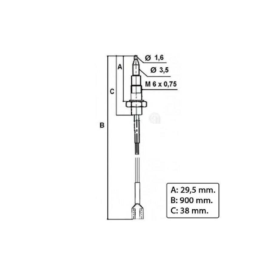 TERMOCOPPIA CON FASTON 900MM PIANO COTTURA SABAF immagine 2 - codice 00606015