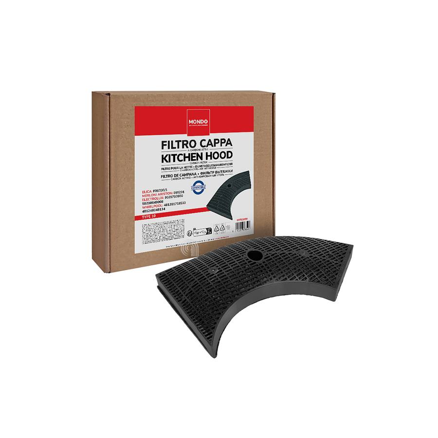 FILTRO CARBONE RETTANGOLARE TYPE 10 MONDO CAPPA ASPIRANTE ELECTROLUX ELICA WHIRLPOOL - codice 00701088