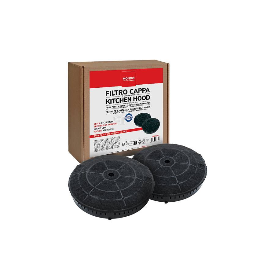 SET 2 FILTRO CARBONE CIRCOLARE TYPE 57 V400 MONDO CAPPA ASPIRANTE ELECTROLUX ELICA WHIRLPOOL - codice 00701107