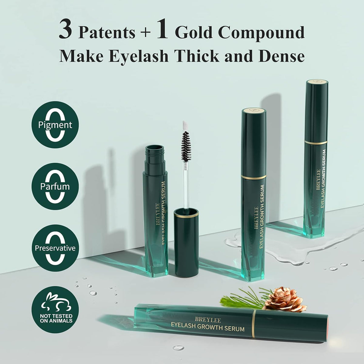 Breylee Eyelash Growth Serum, Natural Plant Extracts, No Irritation, Stimulates the Vitality of the Hair Follicles, Long and Thick Results in 4 Weeks