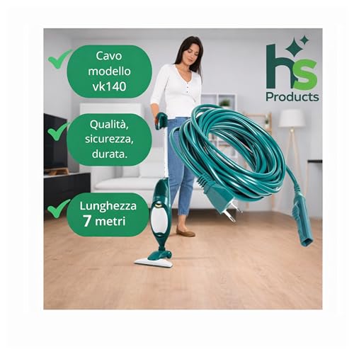 Ricambio compatibile per elettrodomestici | Cavo Folletto VK140 – Ricambi per Folletto – Filo alimetazione Compatibile per Aspirapolvere VK 140 –ricambi -accesori Folletto Resistenti e Facili da Installare-7 Metri