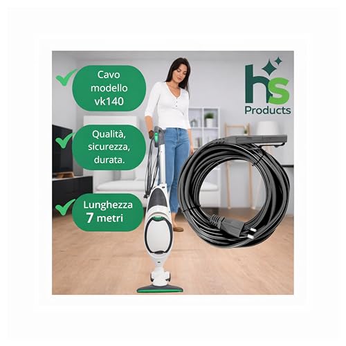 Ricambio compatibile per elettrodomestici | Cavo Folletto VK150 – Ricambi per Folletto – Filo alimetazione Compatibile per Aspirapolvere VK 150 –ricambi -accesori Resistenti e Facili da Installare-7 Metri