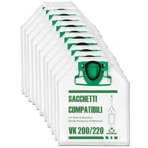 Sacchetti compatibili per elettrodomestici | 12 Sacchetti Compatibili con Aspirapolvere Folletto vk 200-220s