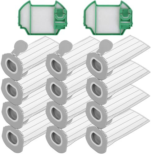 Filtro compatibile per elettrodomestici | Kit 12 Sacchetti in Microfibra compatibile per Folletto VK7S VK7 FP7S FP7-12 Sacchetti Aspirapolvere + 2 Filtro Motore