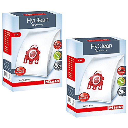Sacchetti compatibili per elettrodomestici | Miele HyClean 3D Efficiency - Sacchetti per aspirapolvere, tipo FJM, 8 sacchetti e 4 filtri