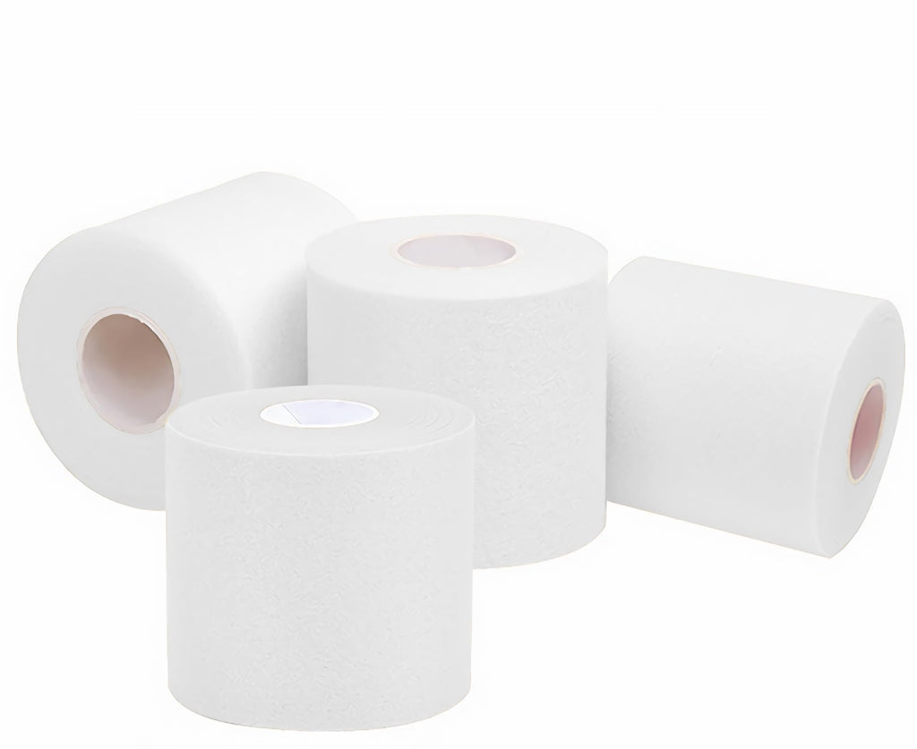 Ricambio compatibile per elettrodomestici | 4 Rotoli Salvapelle Sportiva Fasciatura in Morbida Schiuma Poliuretanica, 5 cm x 27 m Bianco