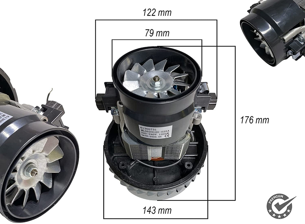 N2 ELECTROITALY, Motore Aspirapolvere AspiraLiquidi Bidone Industriale 1200 W Auto, Compatibile con Karcher Ipc Soteco Ghibli Wirbel Elsea Lavor Bm2, Universale