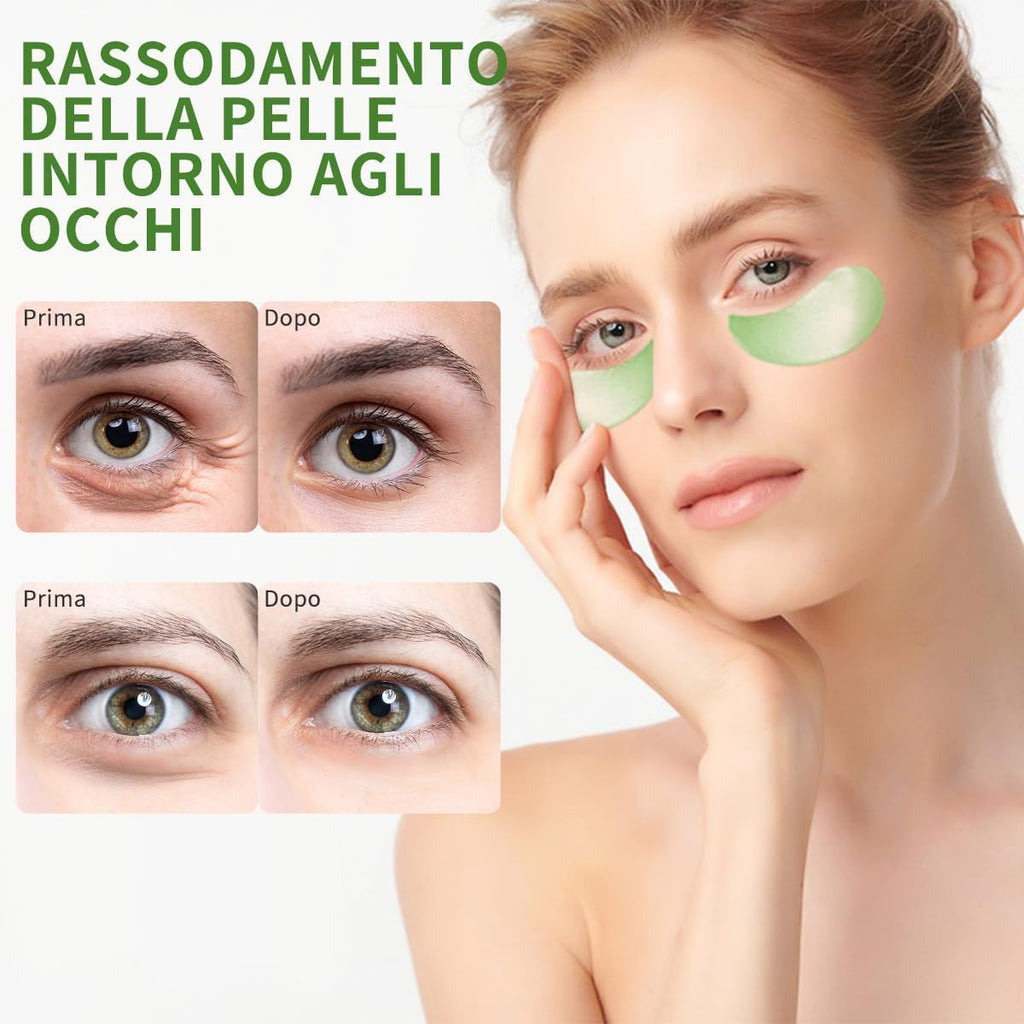 Patch Occhi all’Aloe Vera – 60 Pezzi | Maschera Contorno Occhi Idratante Anti-Occhiaie e Anti-Rughe | Riduce Gonfiore, Borse e Segni di Stanchezza | Formula Naturale per Tutti i Tipi di Pelle