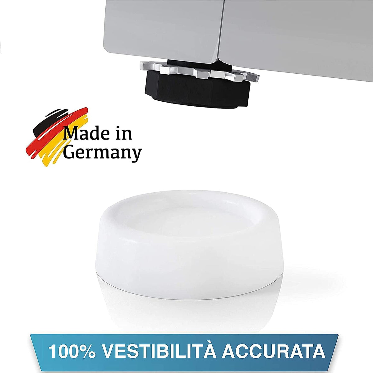 N2 ELECTROITALY| Piedini Antivibrazione Lavatrice - Gommini Lavatrice Antivibrazione Universali Adatti a Diverse Marche - in Gomma Resistente - Diametro sopra: 4,5 cm, Diametro sotto: 6,5 cm - Bianco