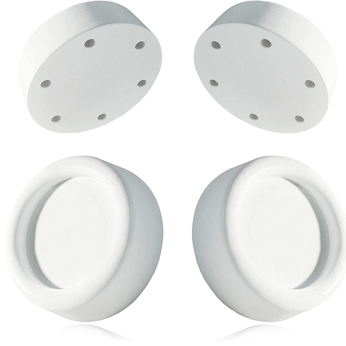 Plemont | Piedini Antivibrazione Lavatrice - Gommini Lavatrice Antivibrazione Universali Adatti a Diverse Marche - In Gomma Resistente - Diametro Sopra: 4,5 cm, Diametro Sotto: 6,5 cm - Bianco