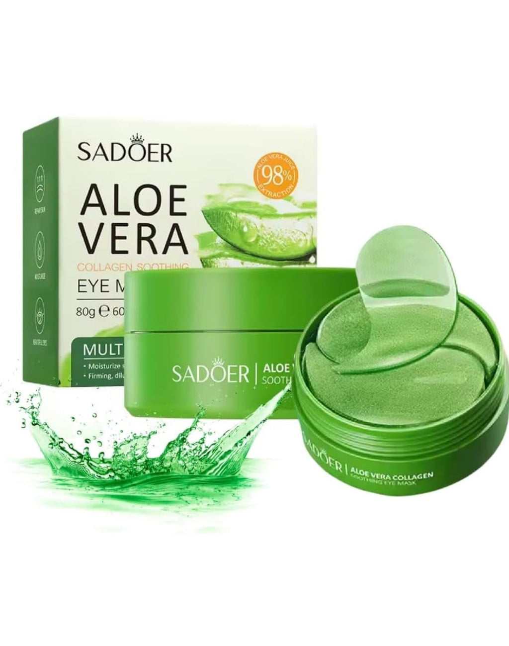 Patch Occhi all’Aloe Vera – 60 Pezzi | Maschera Contorno Occhi Idratante Anti-Occhiaie e Anti-Rughe | Riduce Gonfiore, Borse e Segni di Stanchezza | Formula Naturale per Tutti i Tipi di Pelle