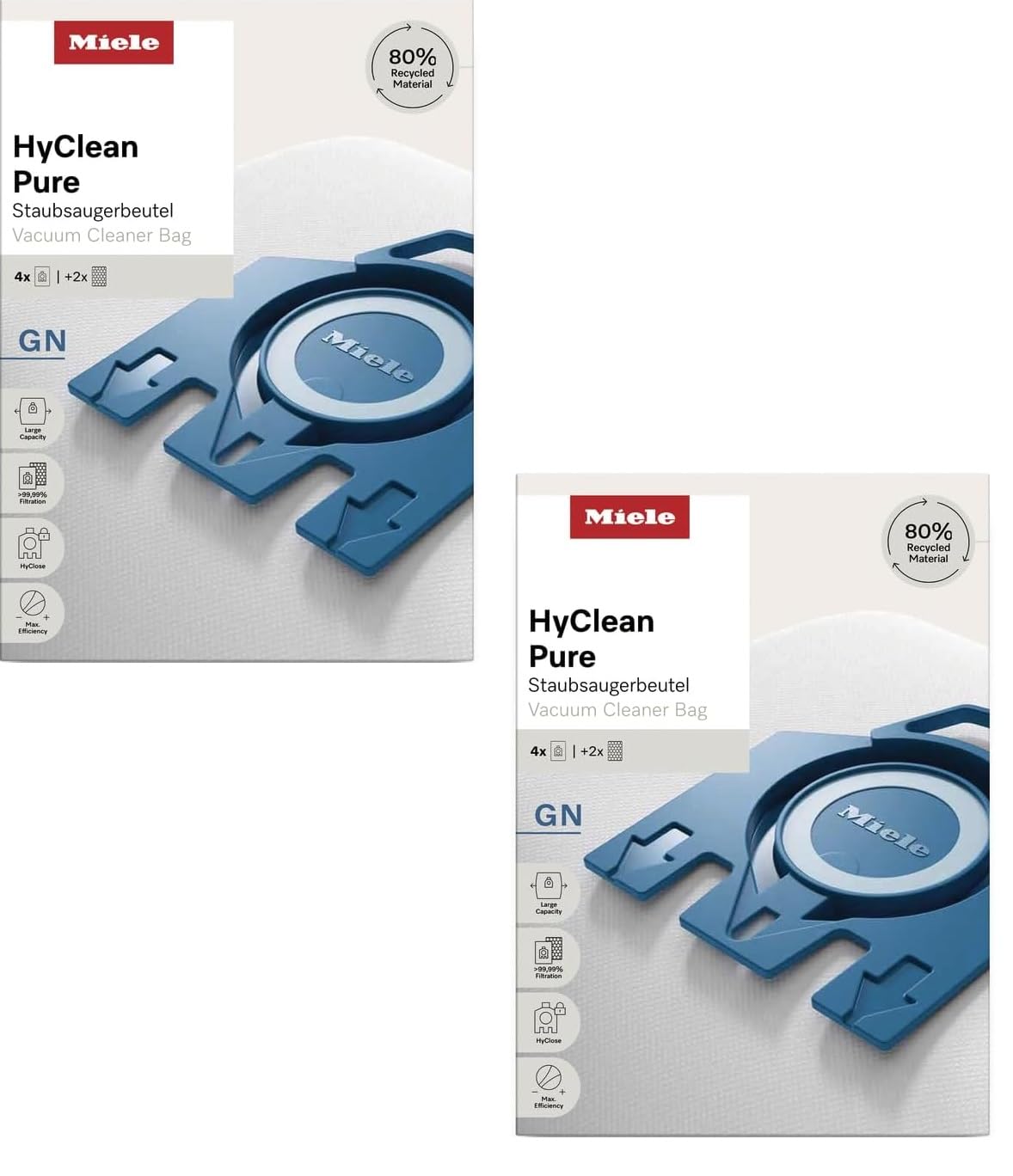 Filtro compatibile per elettrodomestici | 4 Sacchetti per aspirapolvere in microfibra + 2 Filtri compatibili per Miele GN HyClean Pure, Ecologico, 80% Materiale Riciclato (2)