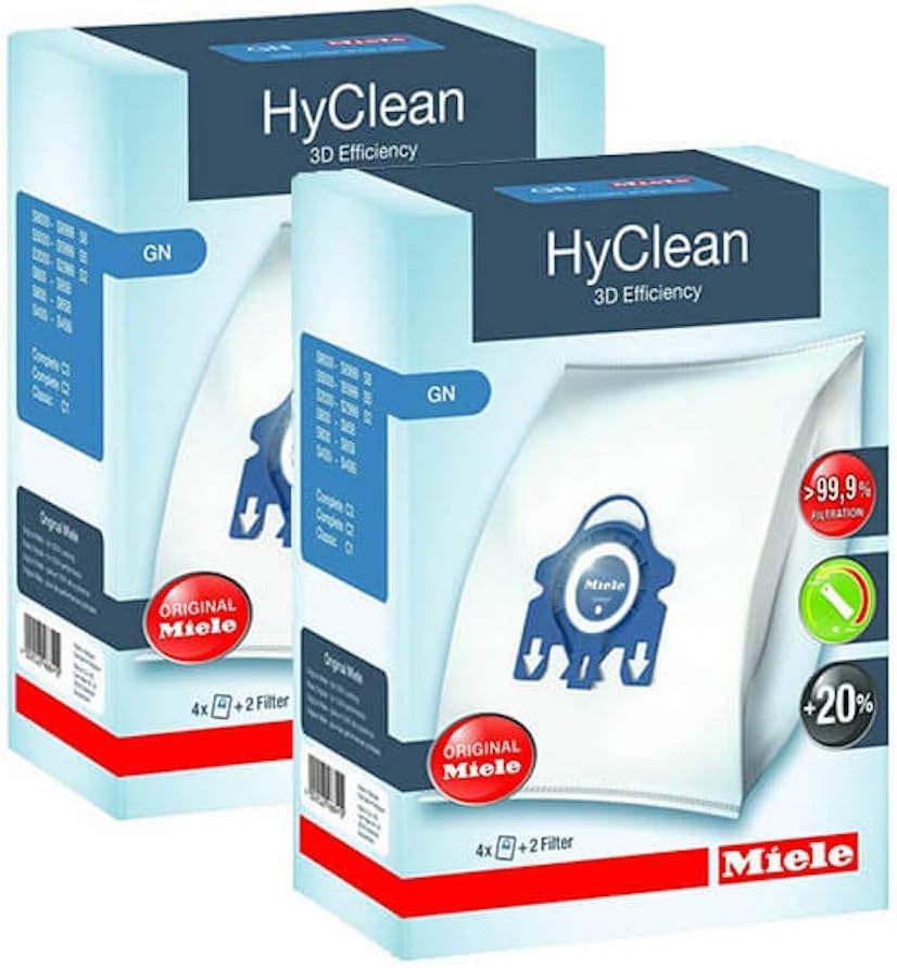 Sacchetti compatibili per elettrodomestici | 2 x Miele GN HyClean 3D Efficiency Dustbags for Classic, complete, S2000, S5000 e S8000 Series