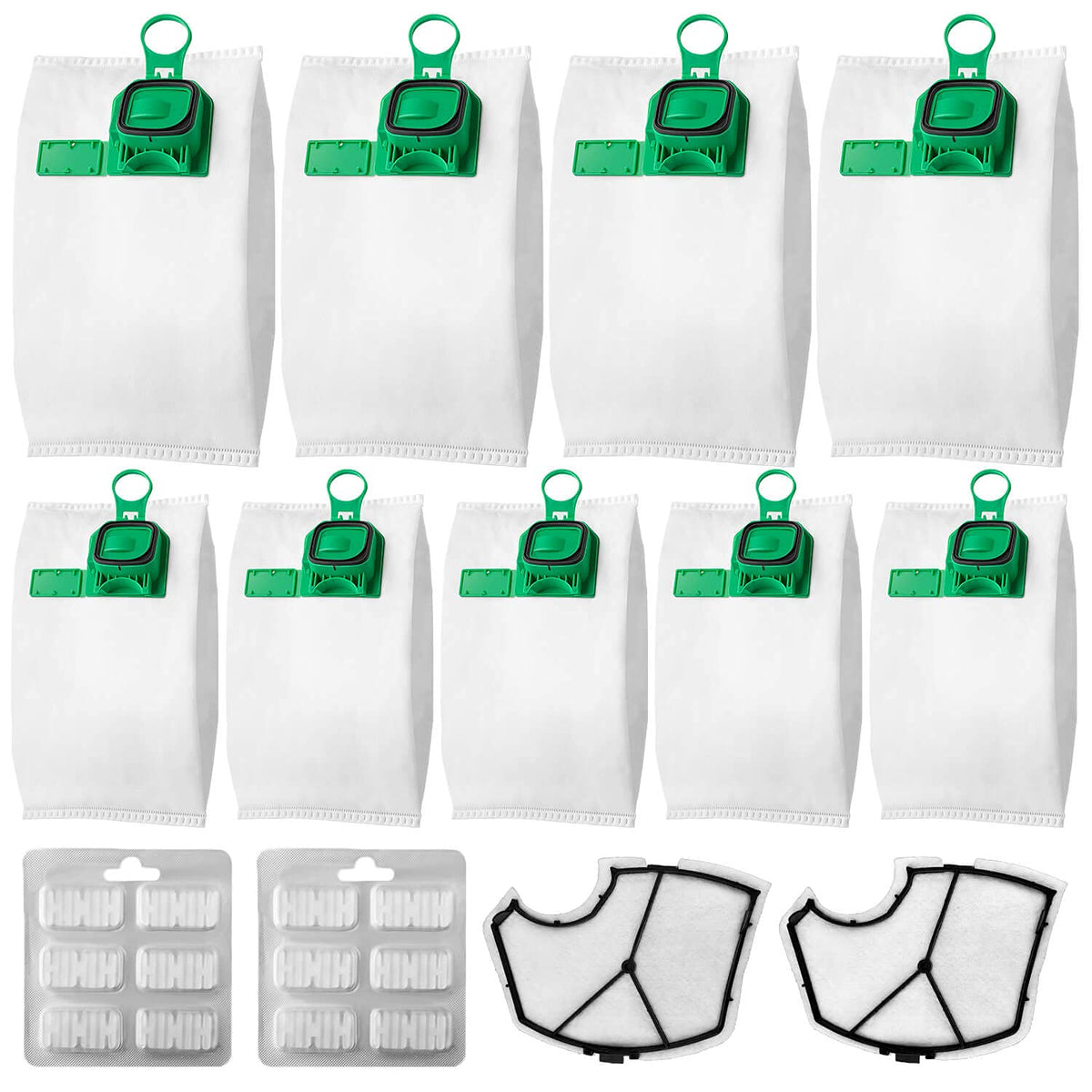 Sacchetti compatibili per elettrodomestici | 10 Sacchetti per folletto vk140 vk150 con 2 Filtri