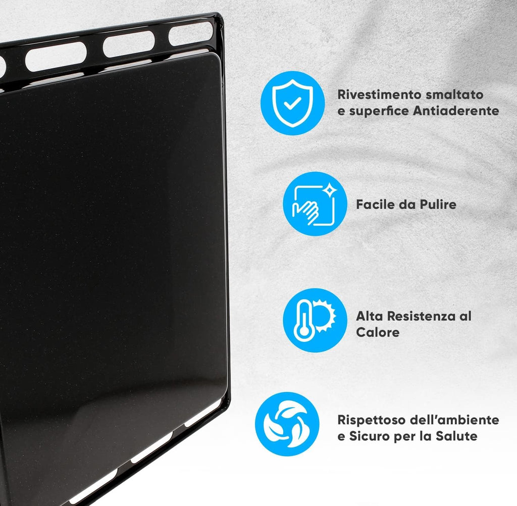 N2 ELECTROITALY Kit Leccarda + Griglia per Forno, Compatibile con Ariston Hotpoint Whirlpool, Dimensioni: 447x365 (mm) Ricambi Originali, Modelli Compatibili ACMK6121 BS53X CP757GT Nero