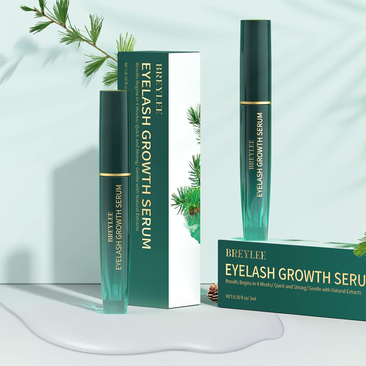 Breylee Eyelash Growth Serum, Natural Plant Extracts, No Irritation, Stimulates the Vitality of the Hair Follicles, Long and Thick Results in 4 Weeks