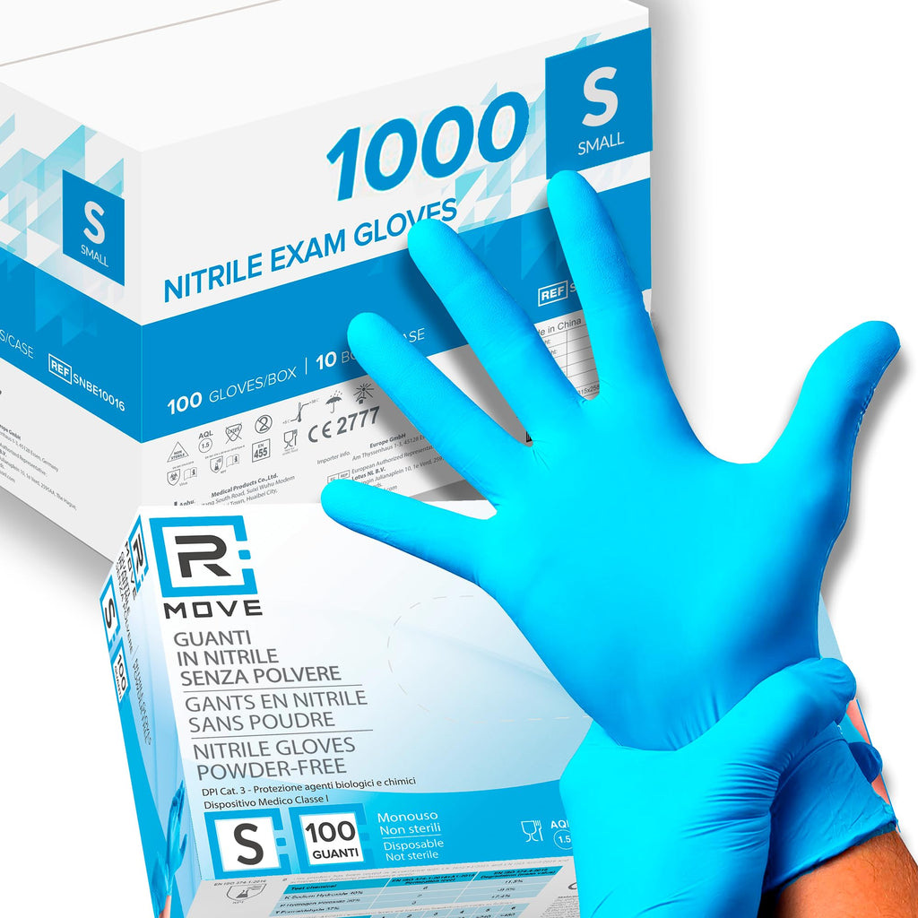 Ricambio compatibile per elettrodomestici | 1000 guanti in Nitrile senza polvere, senza lattice, ipoallergenici, certificati CE conforme alla norma EN455 guanti per alimenti guanti medici monouso (Taglia S)