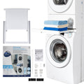 CARE + PROTECT Kit di incolonnamento Universale con Ripiano Scorrevole , Adatto per Lavatrici con Profondità 47-62 cm, Salvaspazio, Facile da Installare, Bianco, Frontale Arrotondato